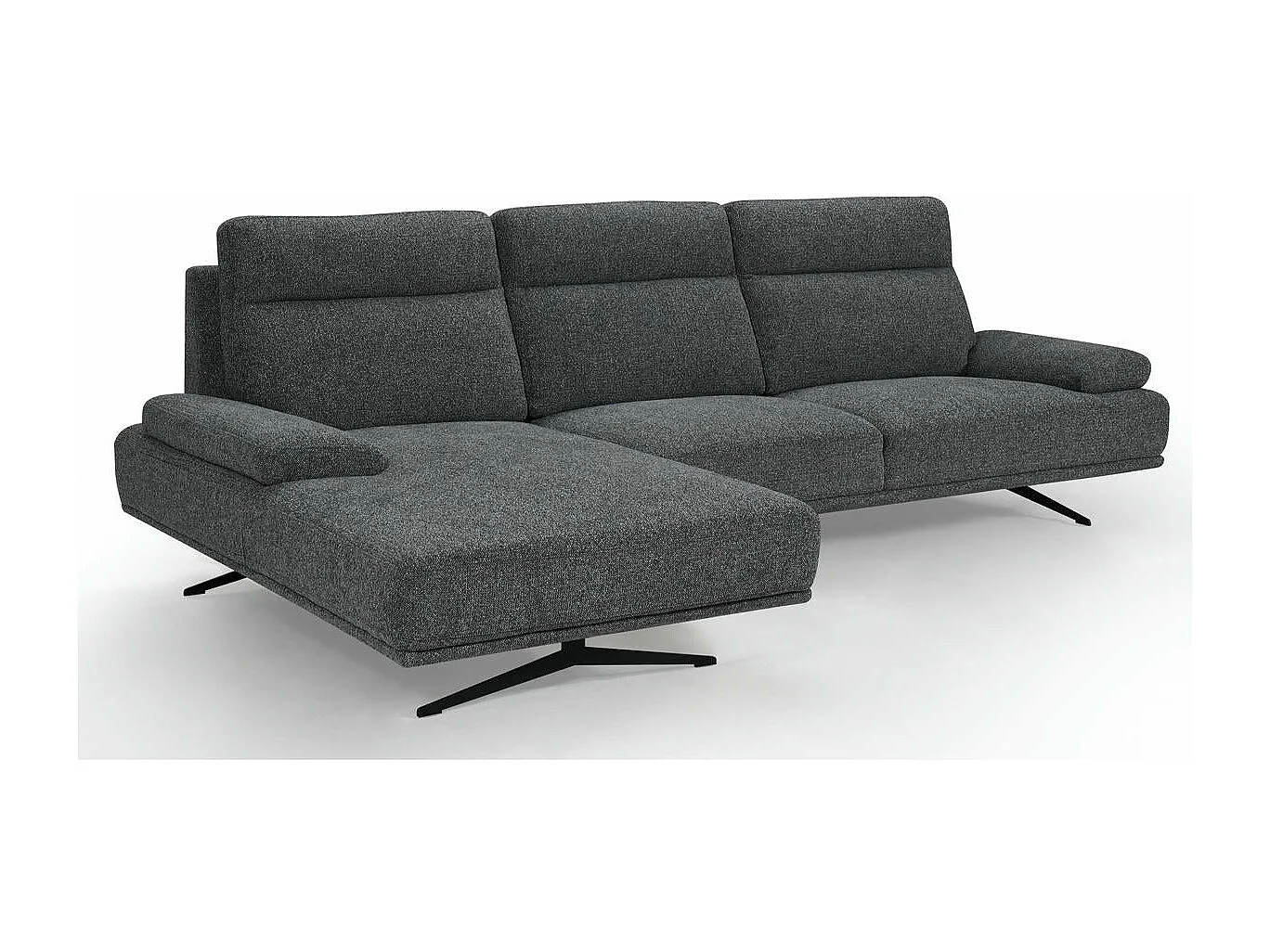 Canapé d'angle droite Seattle - 4 places - Tissu - Gris