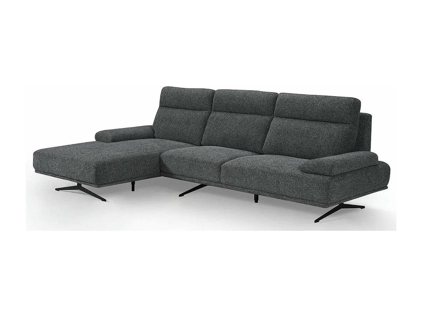 Canapé d'angle droite Seattle - 4 places - Tissu - Gris