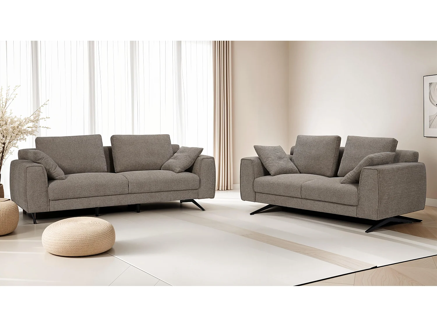 Canapé Detroit - 2 places - Tissu - Marron