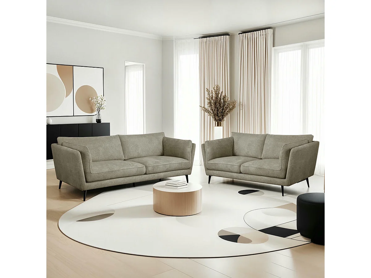 Canapé Bari - 3 places - Tissu - Beige