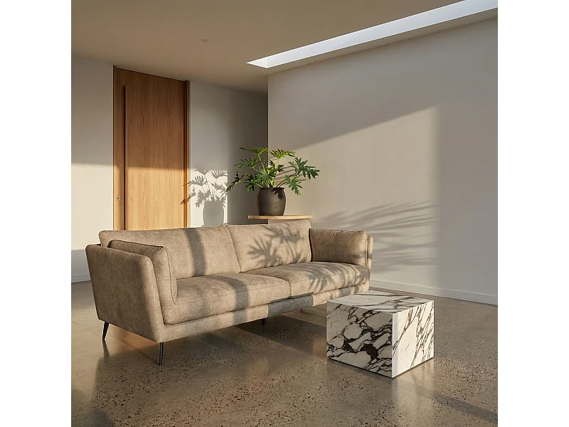 Sofa 3-Sitzer Bari - Stoff Chenille - Taupe