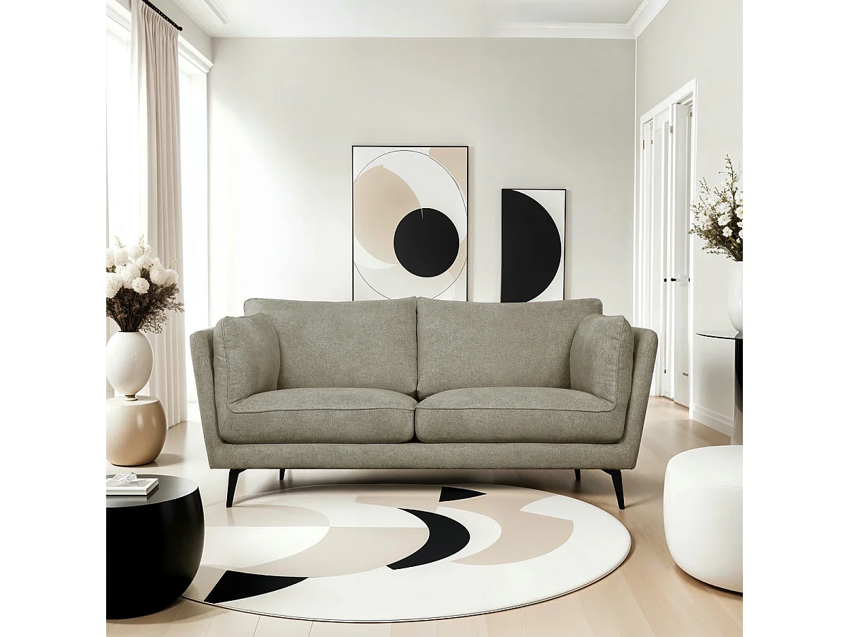 Canapé Bari - 2 places - Tissu - Beige