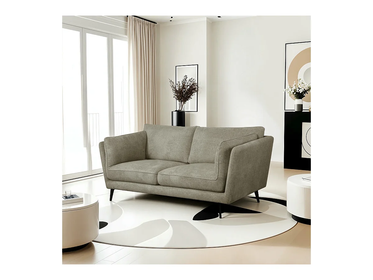 Tweezitsbank Bari van stof - beige