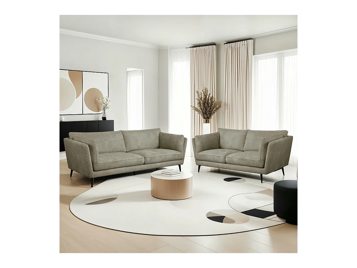 Tweezitsbank Bari van stof - beige