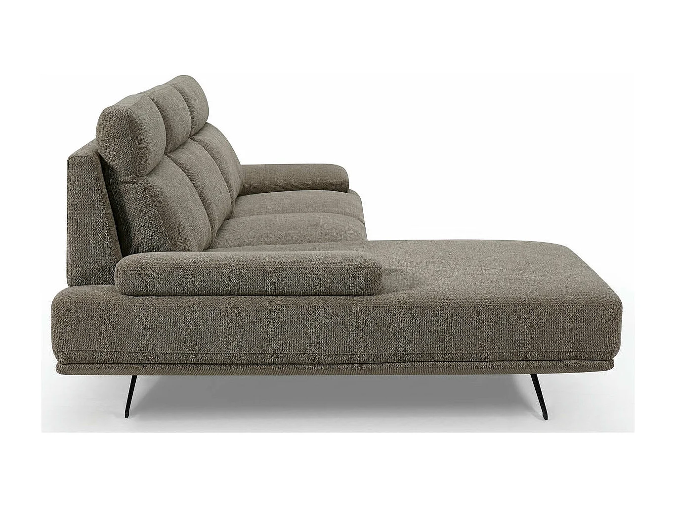 Ecksofa Rechts Seattle - 4-Sitzer - Stoff - Braun