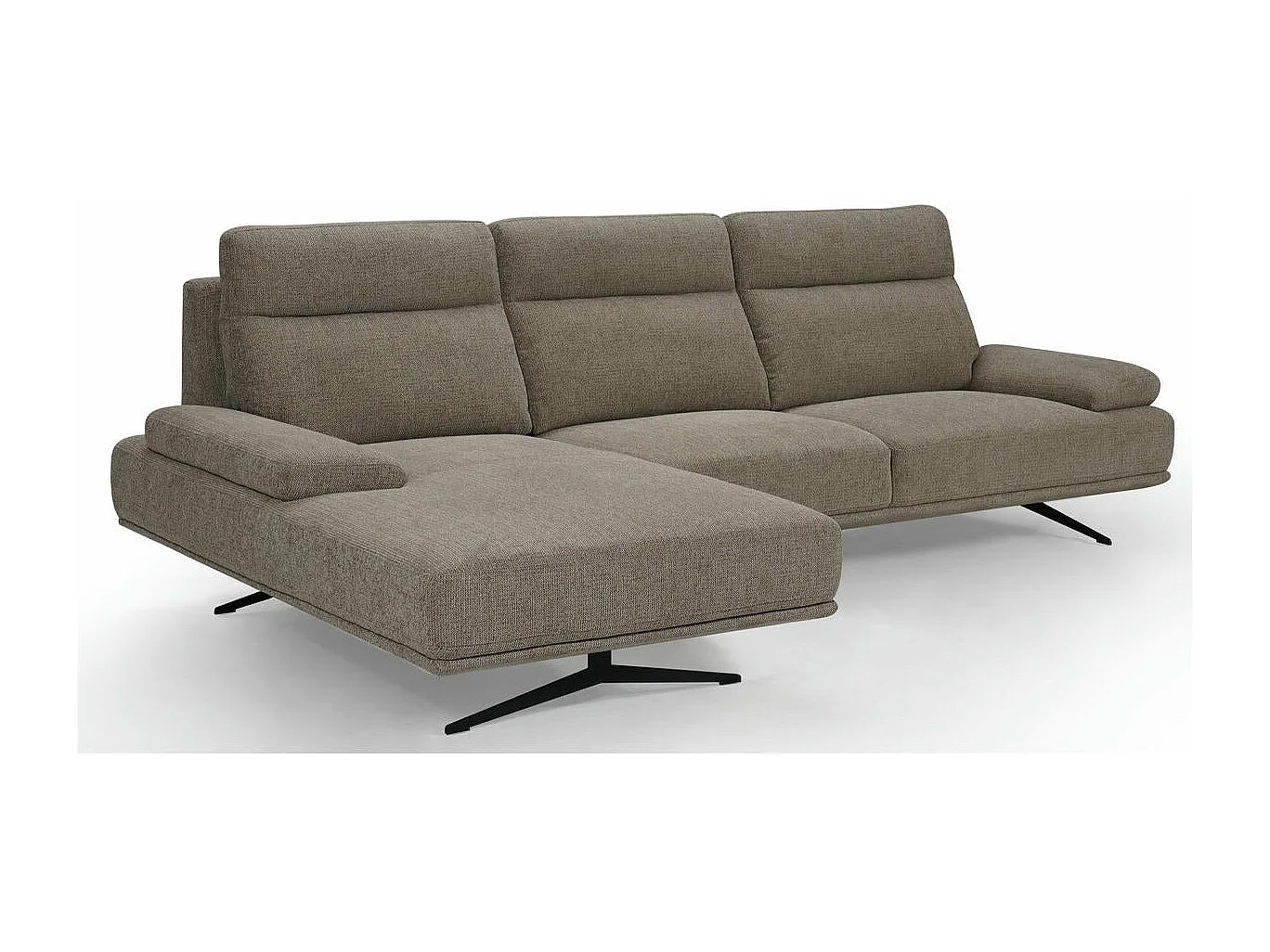 Ecksofa Rechts Seattle - 4-Sitzer - Stoff - Braun