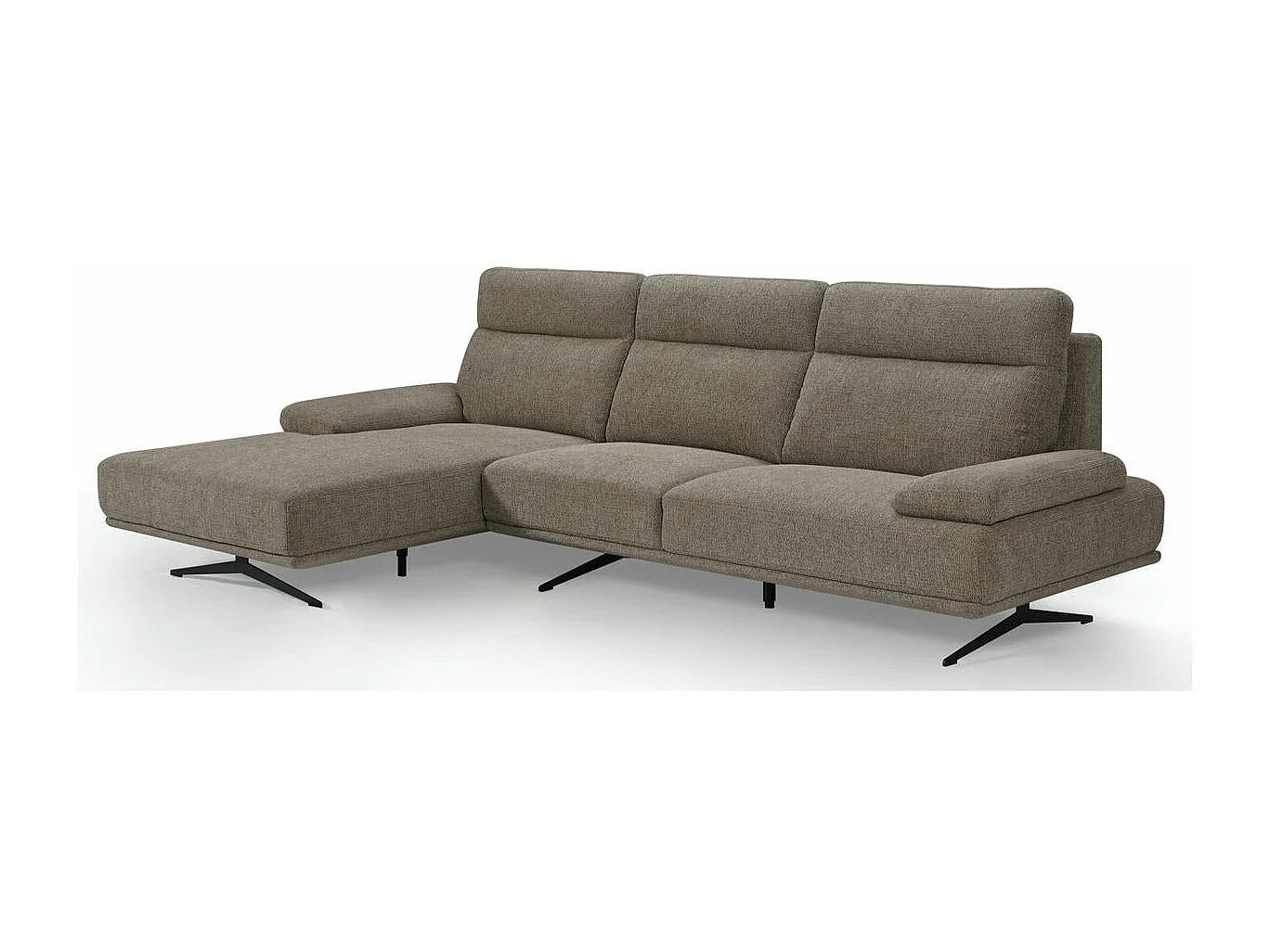 Canapé d'angle droite Seattle - 4 places - Tissu - Marron