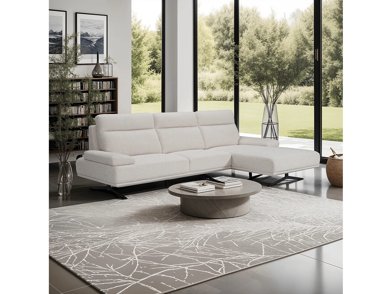 Ecksofa Links Seattle - 4-Sitzer - Stoff - Beige