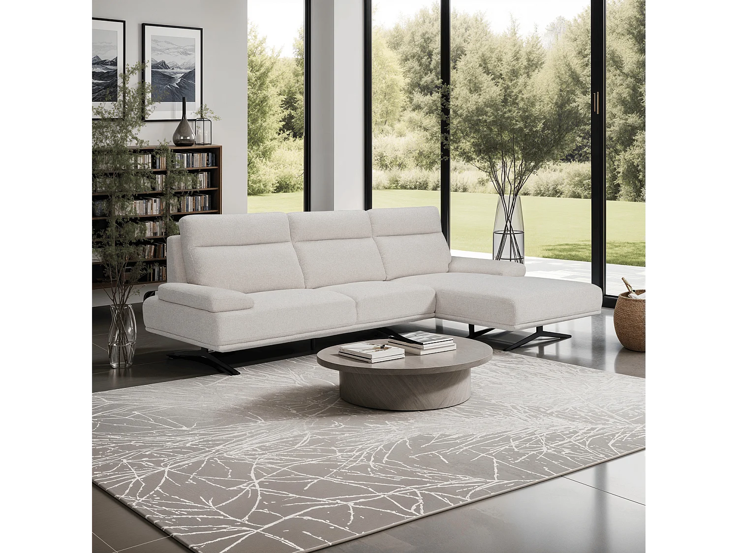 Hoekbank met hoek links 4 zitplaatsen Seattle van stof -