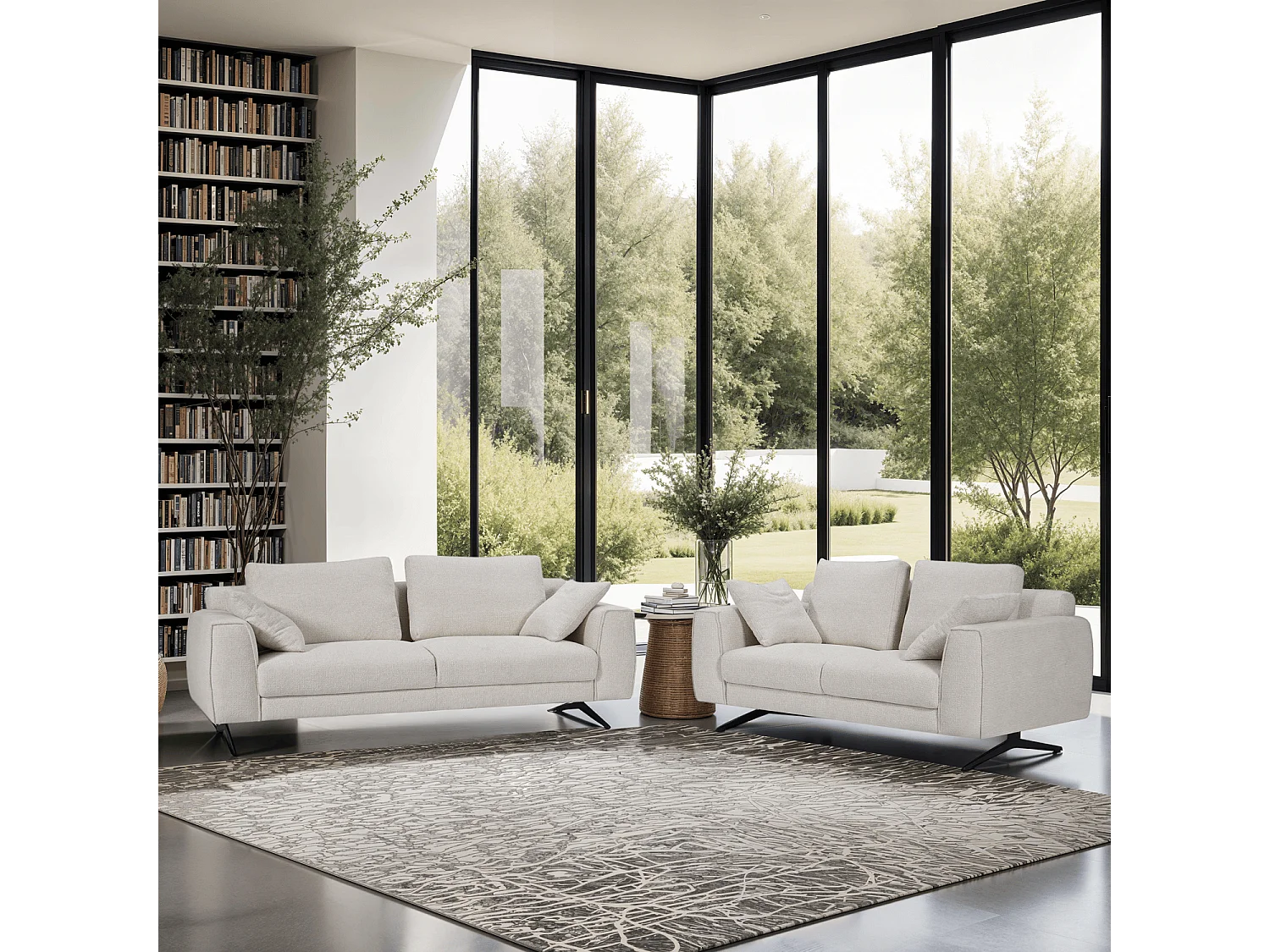 Canapé Detroit - 2 places - Tissu - Beige