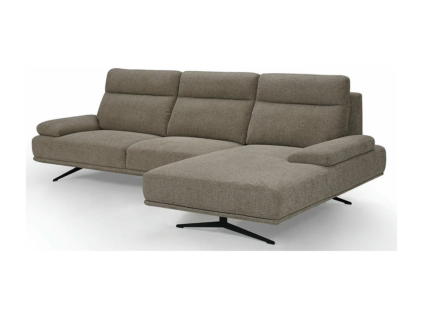 Ecksofa Links Seattle - 4-Sitzer - Stoff - Braun