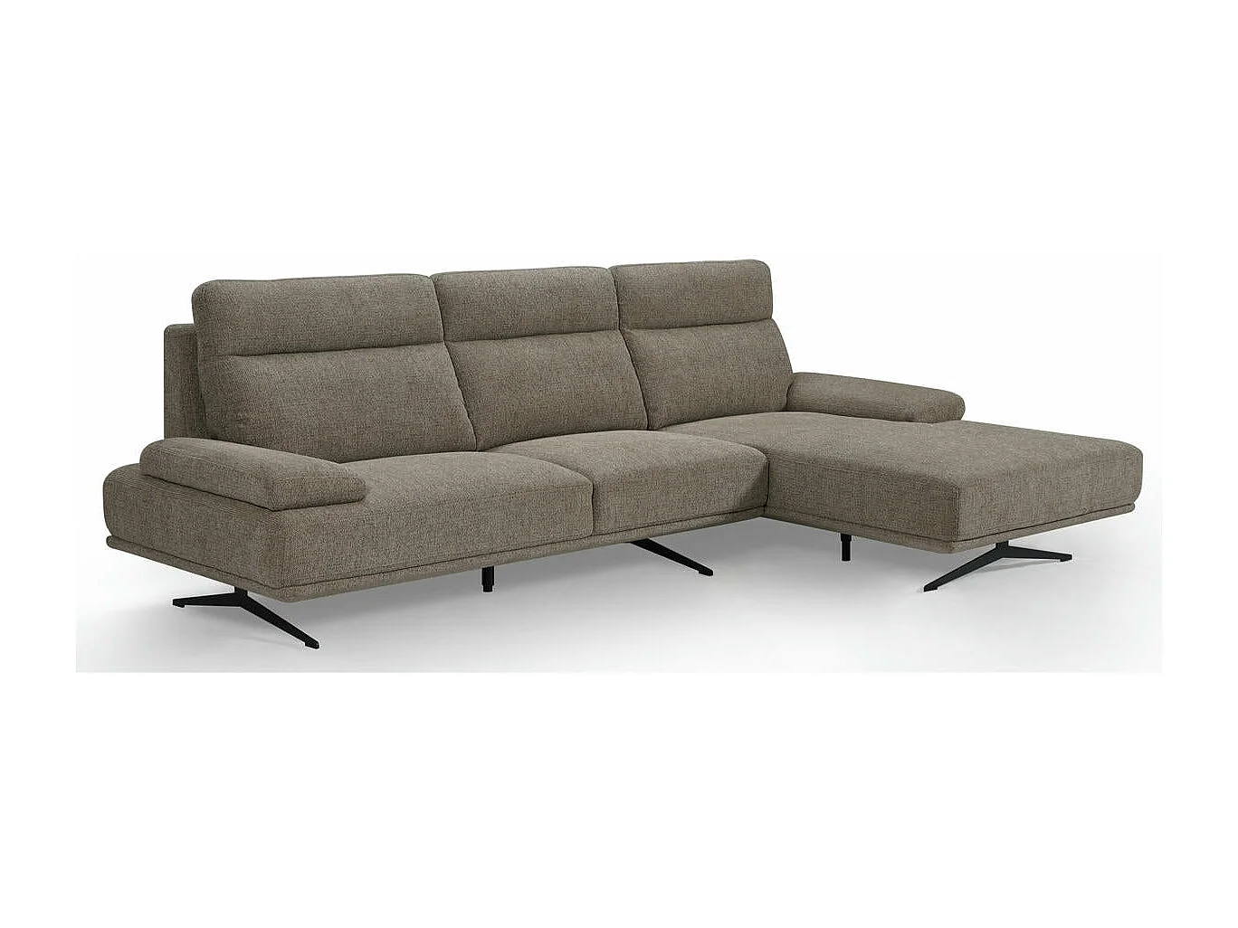 Ecksofa Links Seattle - 4-Sitzer - Stoff - Braun