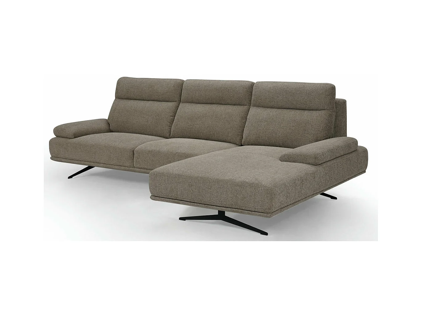 Canapé d'angle gauche Seattle - 4 places - Tissu - Marron