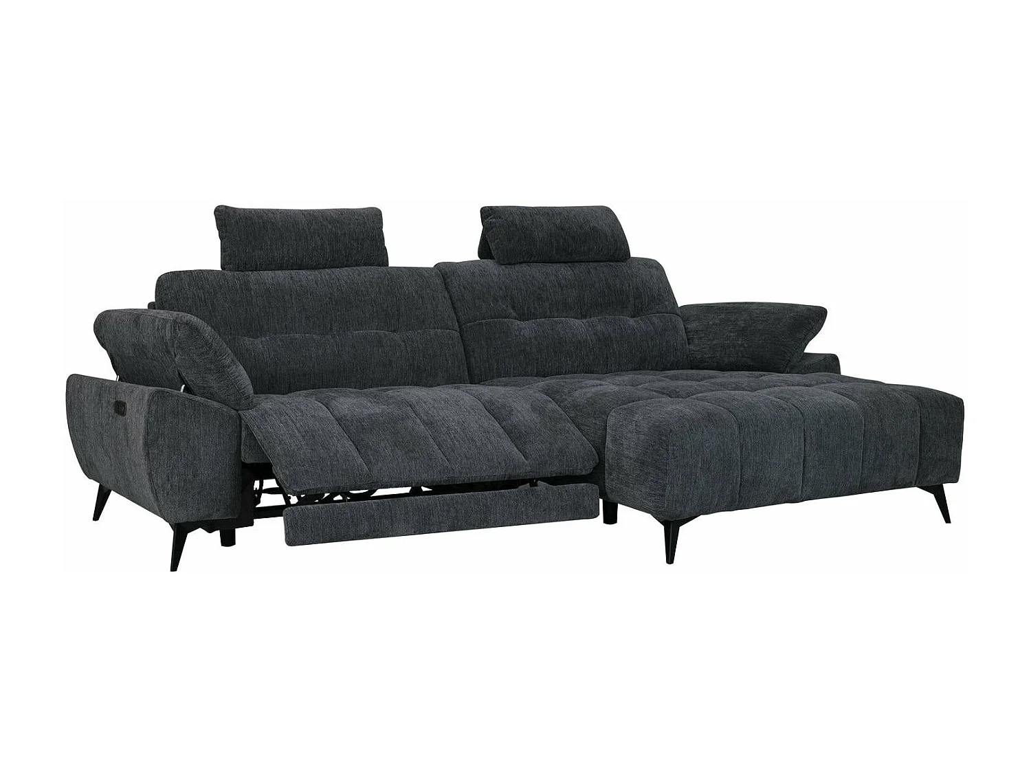 Ecksofa Rechts Colorado - 3-Sitzer - Stoff - Grau