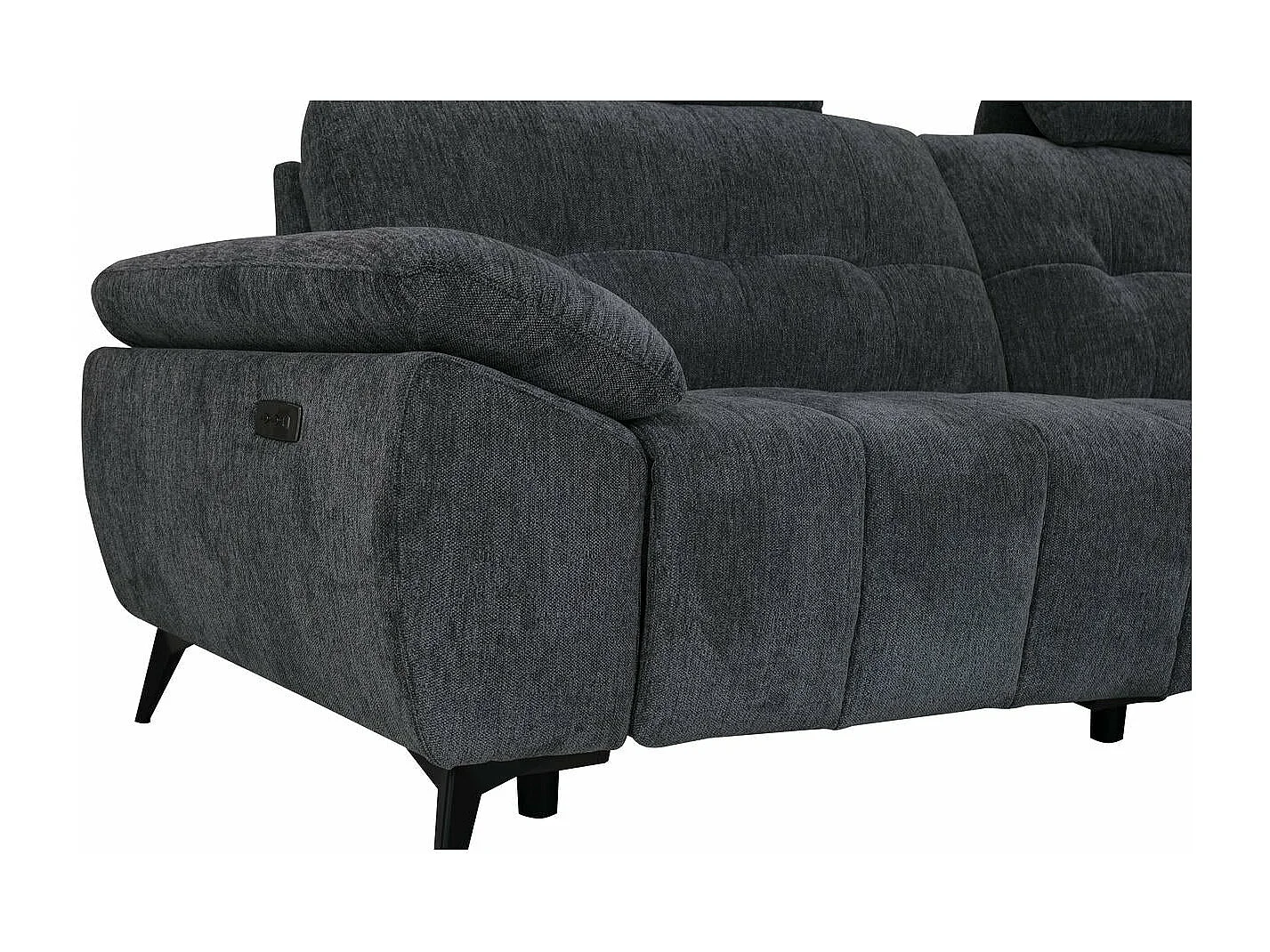 Ecksofa Rechts Colorado - 3-Sitzer - Stoff - Grau