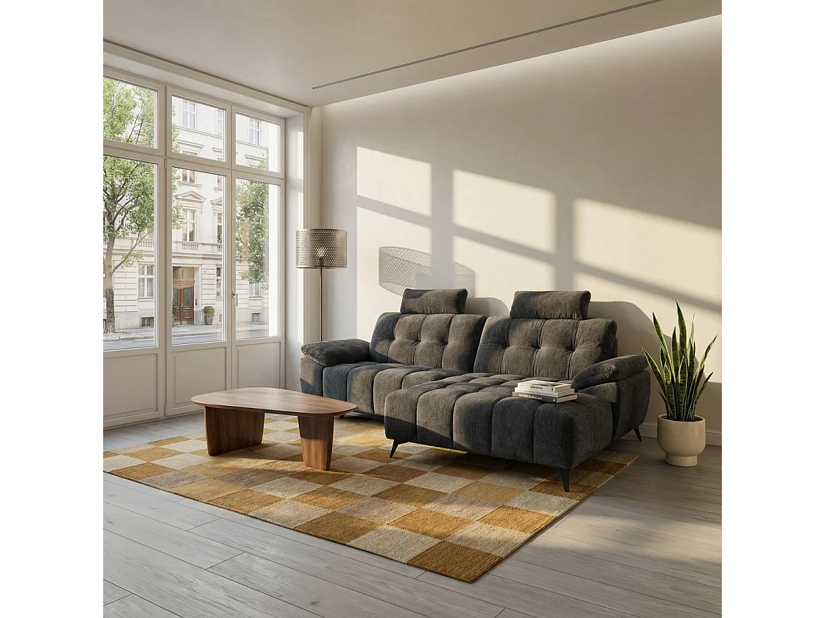 Hoekbank met hoek rechts 3 zitplaatsen elektrische relaxbank Colorado van stof - grijs