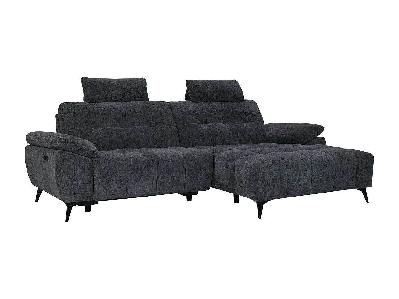 Canapé d'angle droite Colorado - 3 places - Tissu - Gris