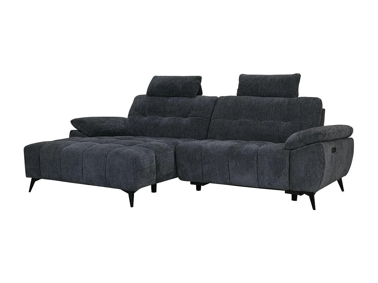 Ecksofa mit Relaxfunktion Left 3-Sitzer Colorado - Stoff Chenille - Schwarz