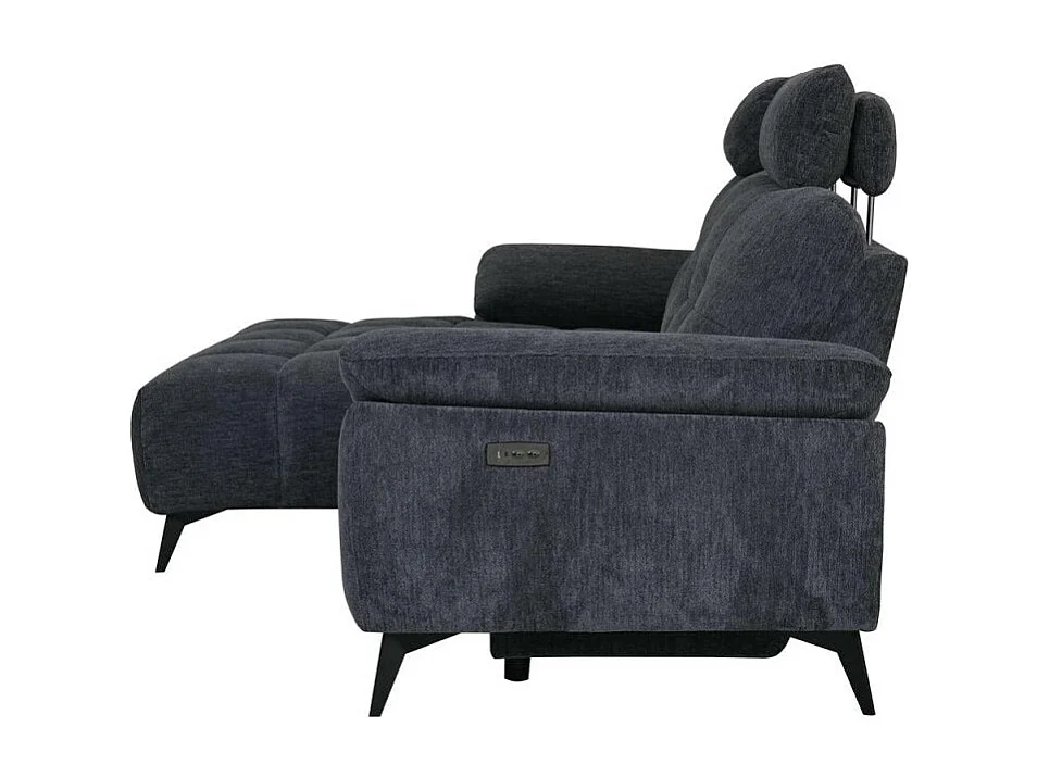 Ecksofa mit Relaxfunktion Left 3-Sitzer Colorado - Stoff Chenille - Schwarz