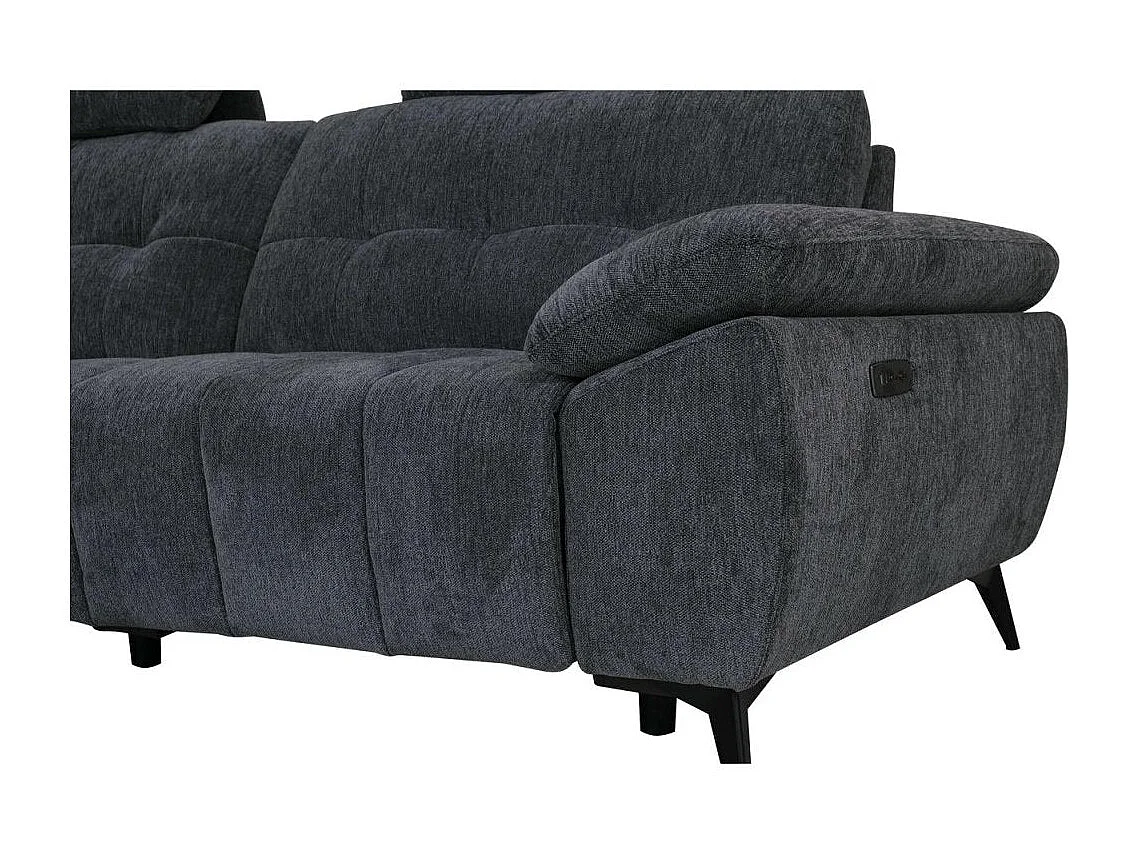 Ecksofa mit Relaxfunktion Left 3-Sitzer Colorado - Stoff Chenille - Schwarz