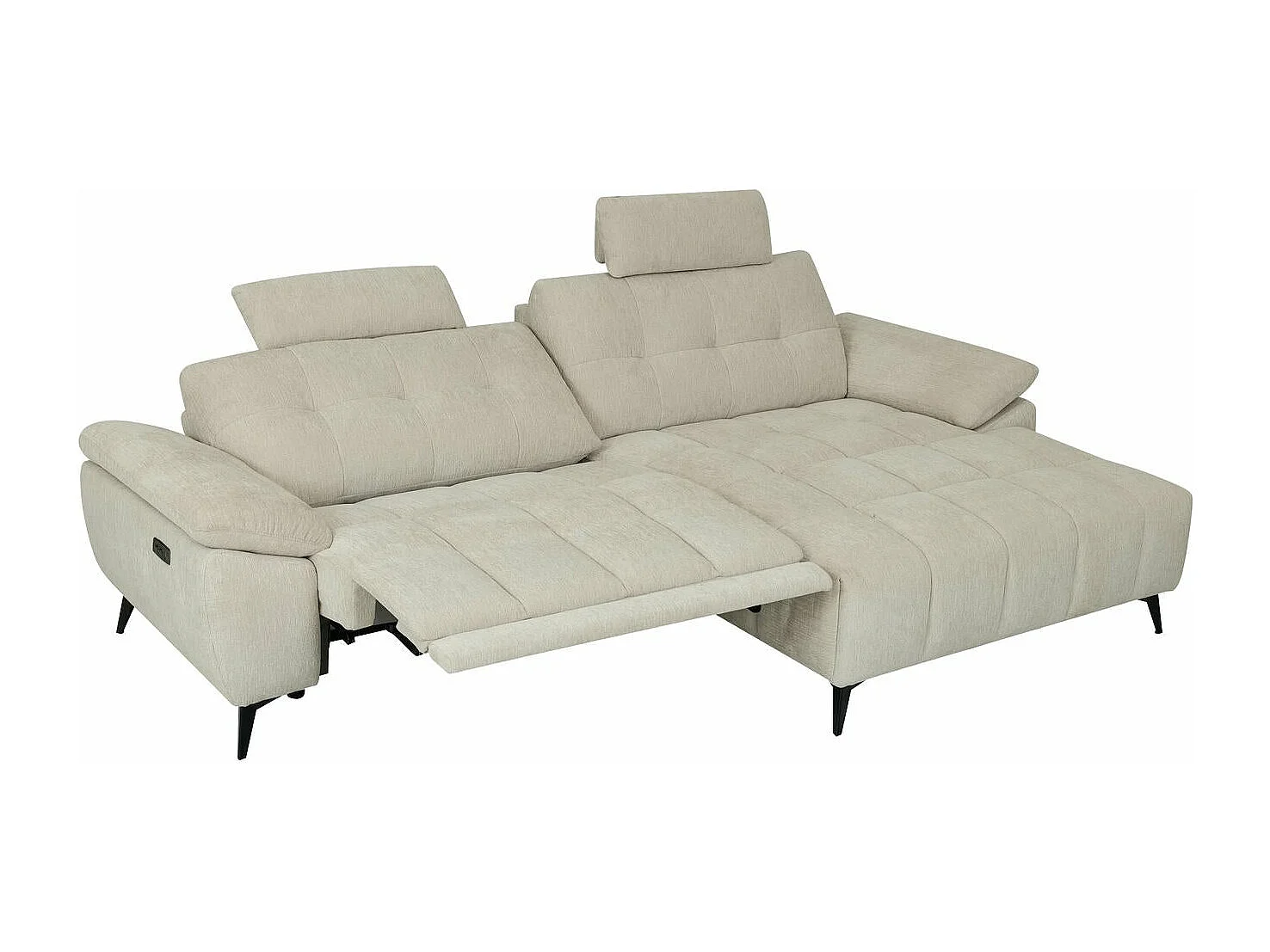 Hoekbank met hoek rechts 3 zitplaatsen elektrische relaxbank Colorado van stof -