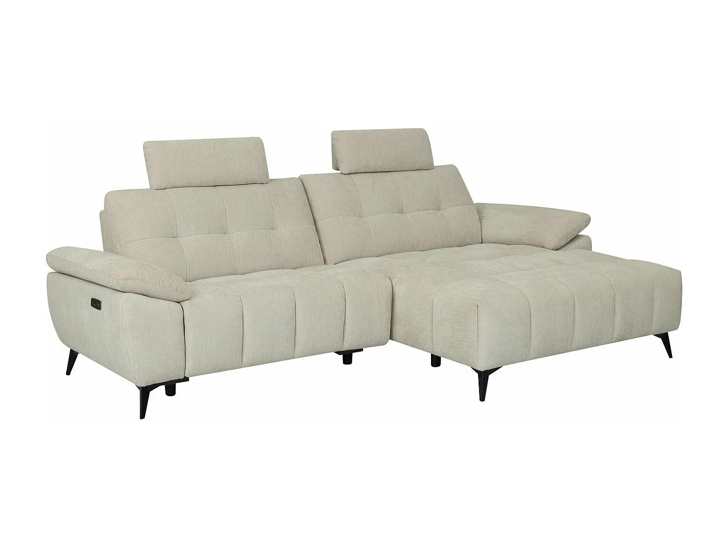 Hoekbank met hoek rechts 3 zitplaatsen elektrische relaxbank Colorado van stof -