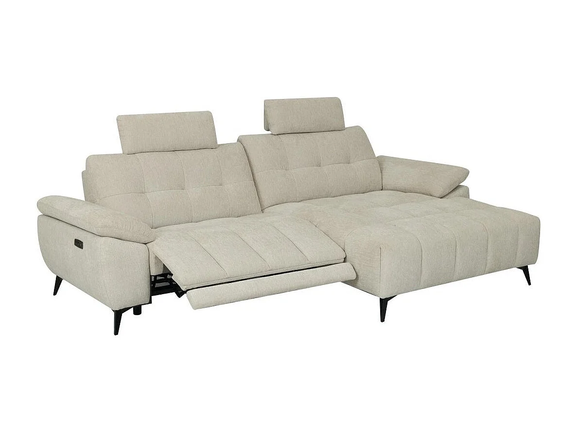 Canapé d'angle droite Colorado - 3 places - Tissu - Beige