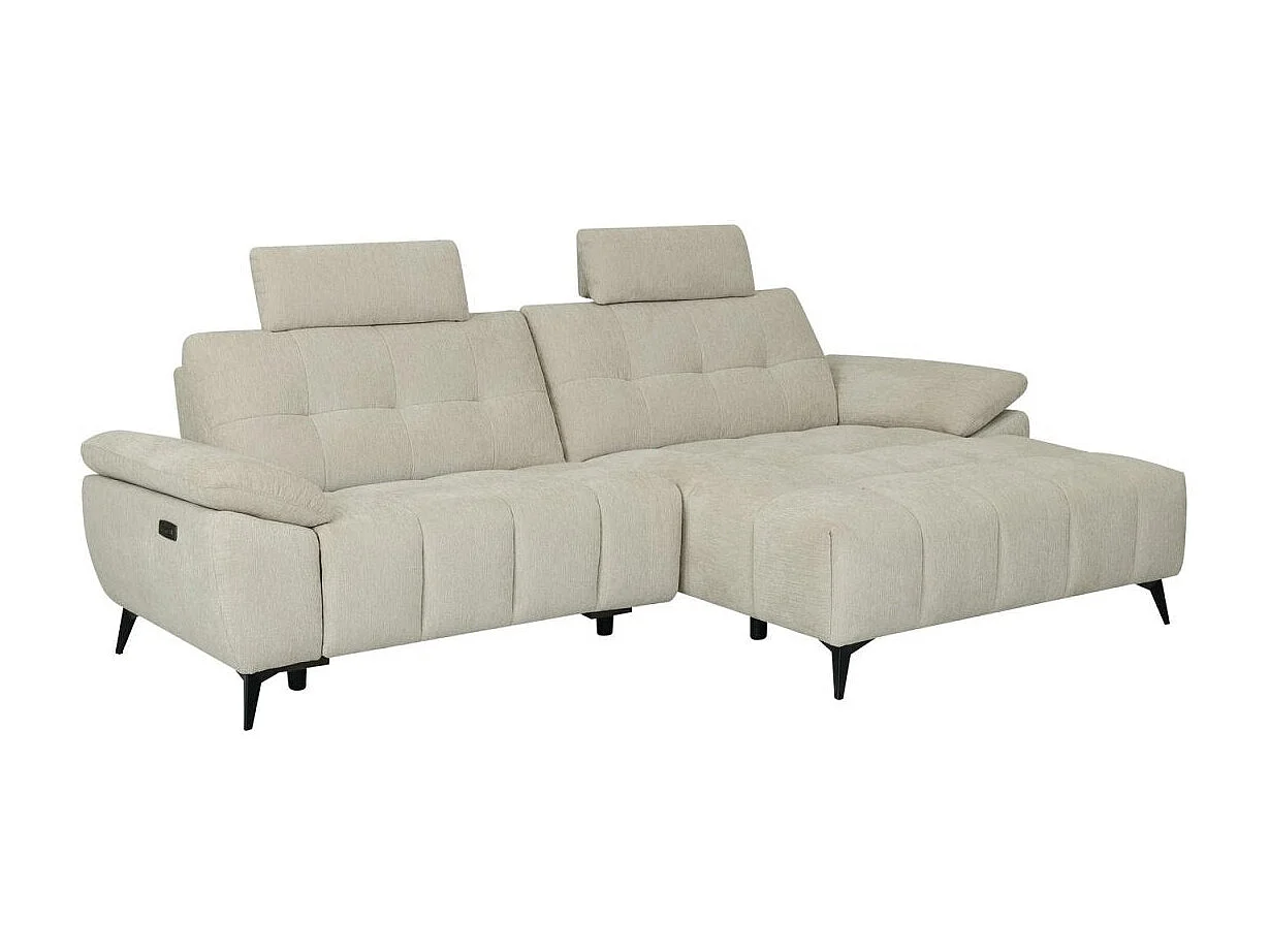 Canapé d'angle droite Colorado - 3 places - Tissu - Beige