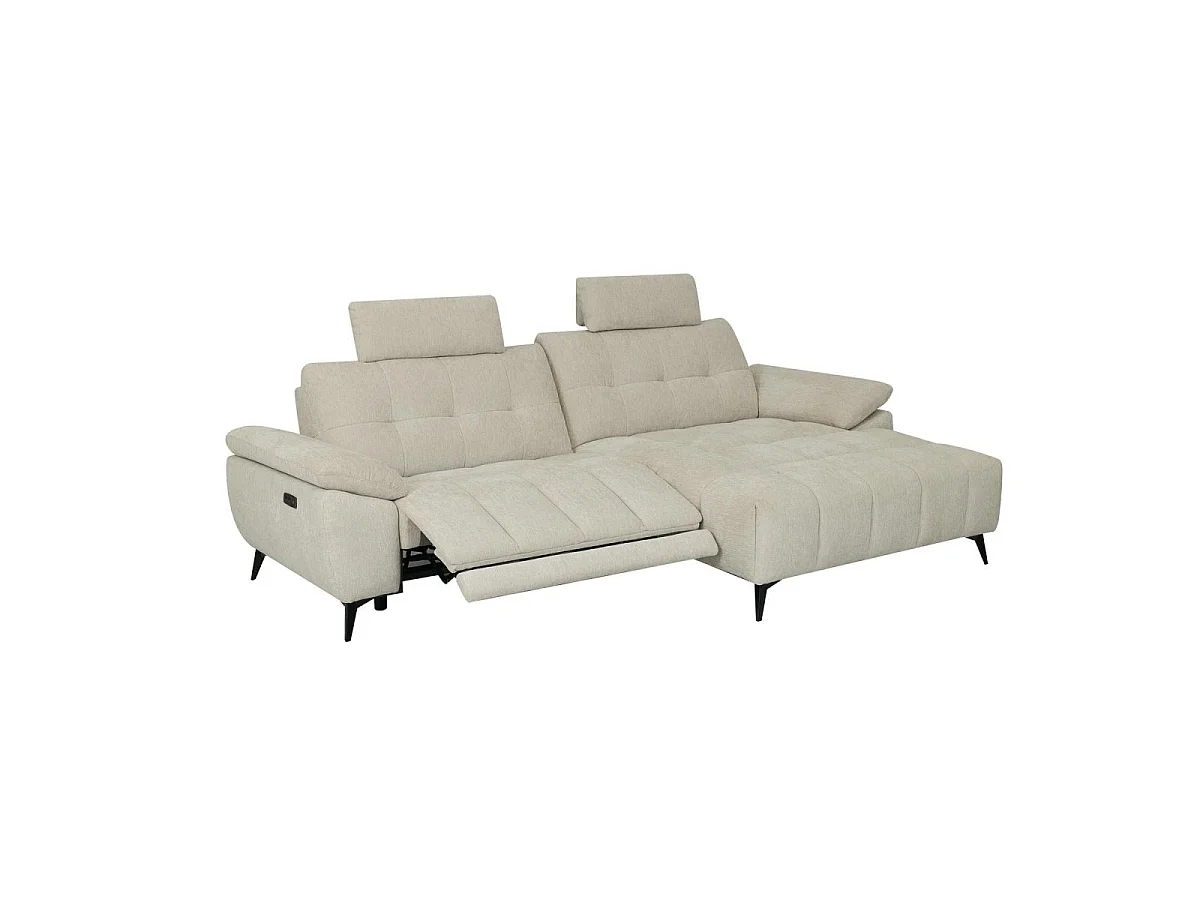 Canapé d'angle droite Colorado - 3 places - Tissu - Beige