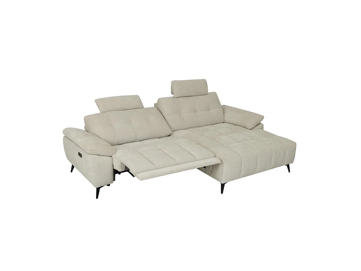 Canapé d'angle droite Colorado - 3 places - Tissu - Beige