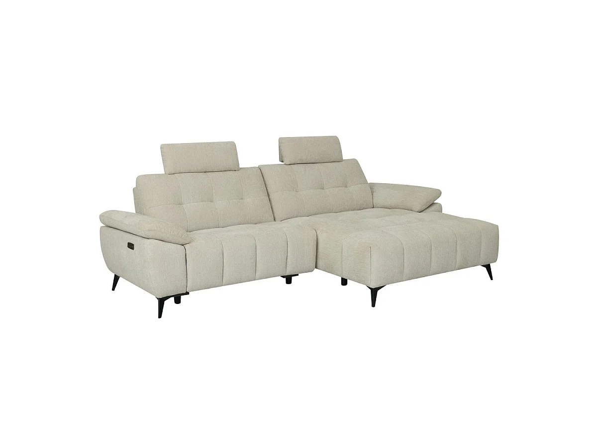 Canapé d'angle droite Colorado - 3 places - Tissu - Beige