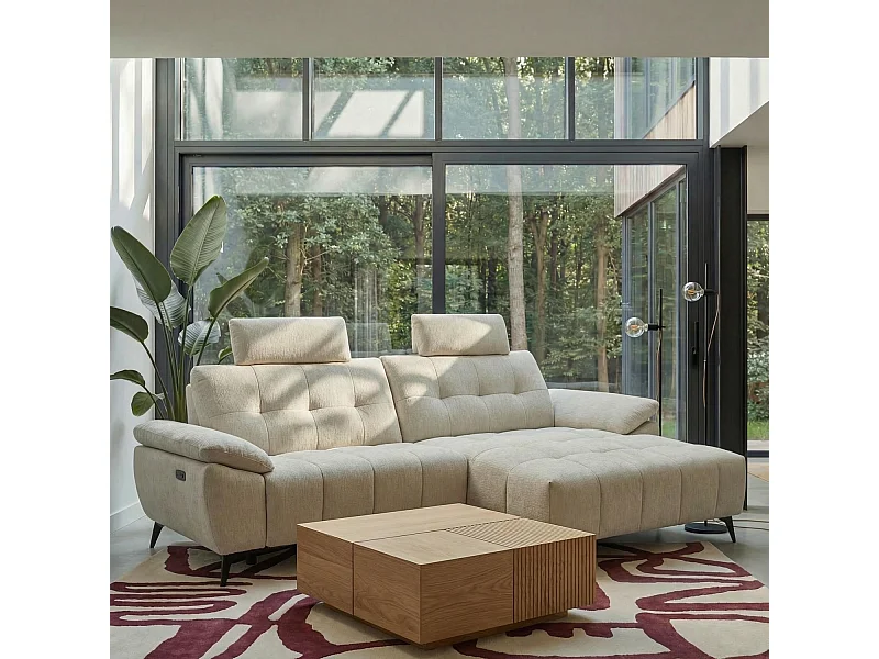 Canapé d'angle droite Colorado - 3 places - Tissu - Beige