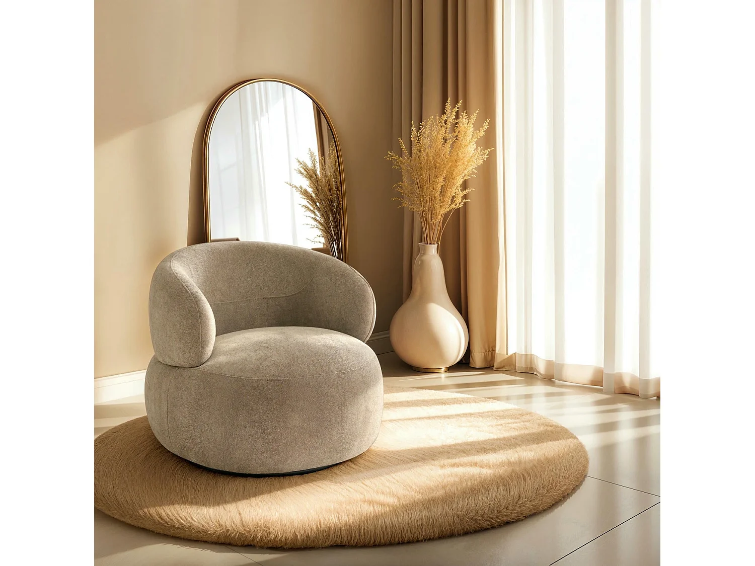 Draaibare fauteuil New York van stof - bruin