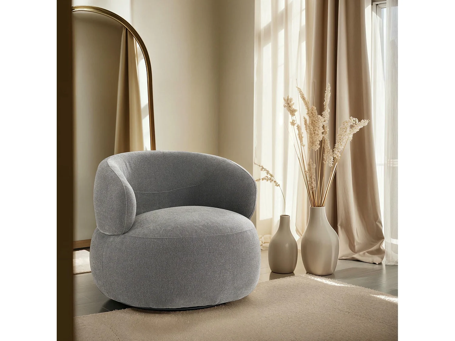 Fauteuil pivotant New York - - Tissu - Gris