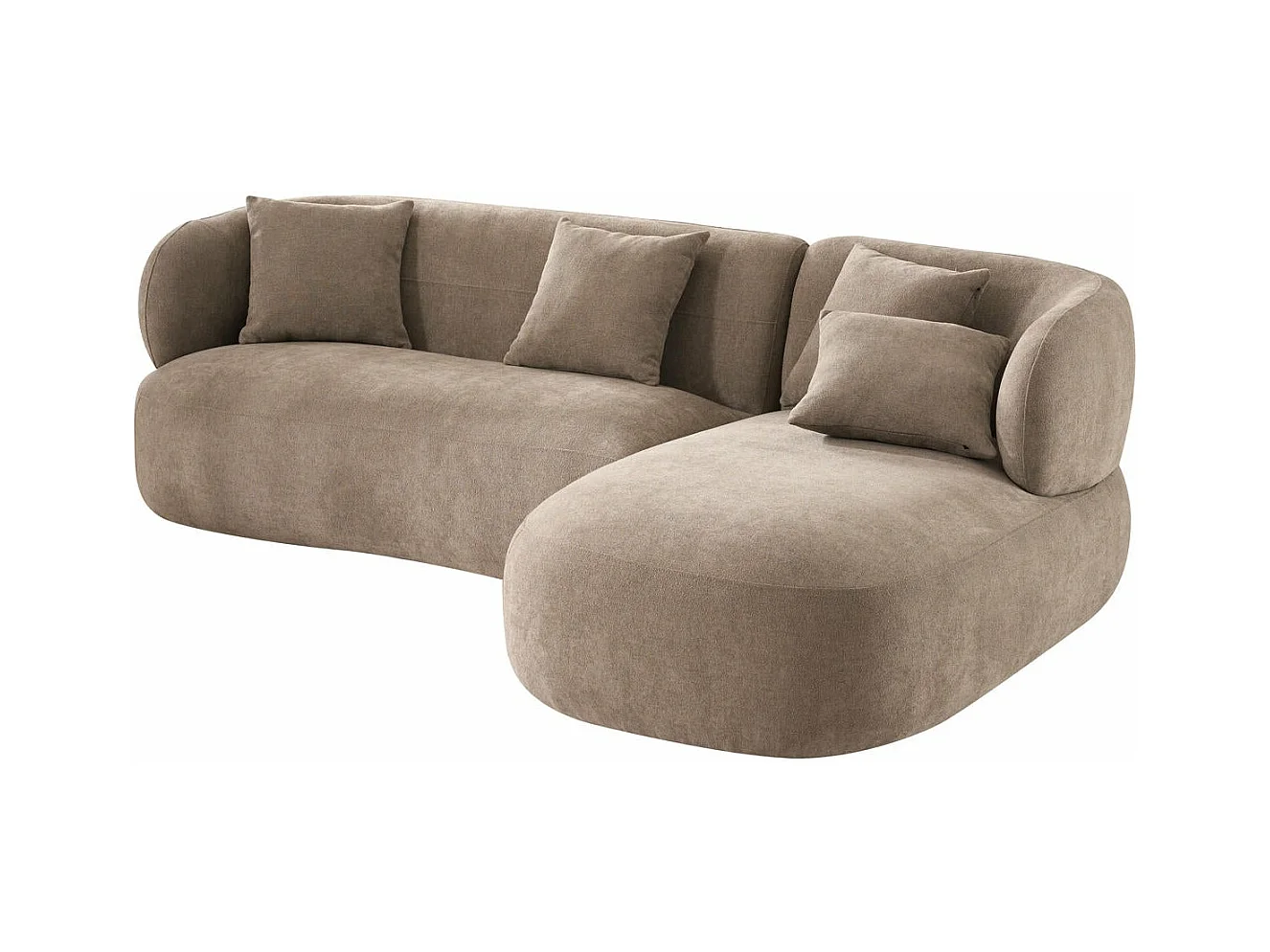 Canapé d'angle droite New York - 3 places - Tissu - Marron