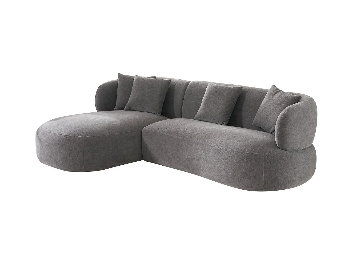 Canapé d'angle gauche New York - 3 places - Tissu - Gris