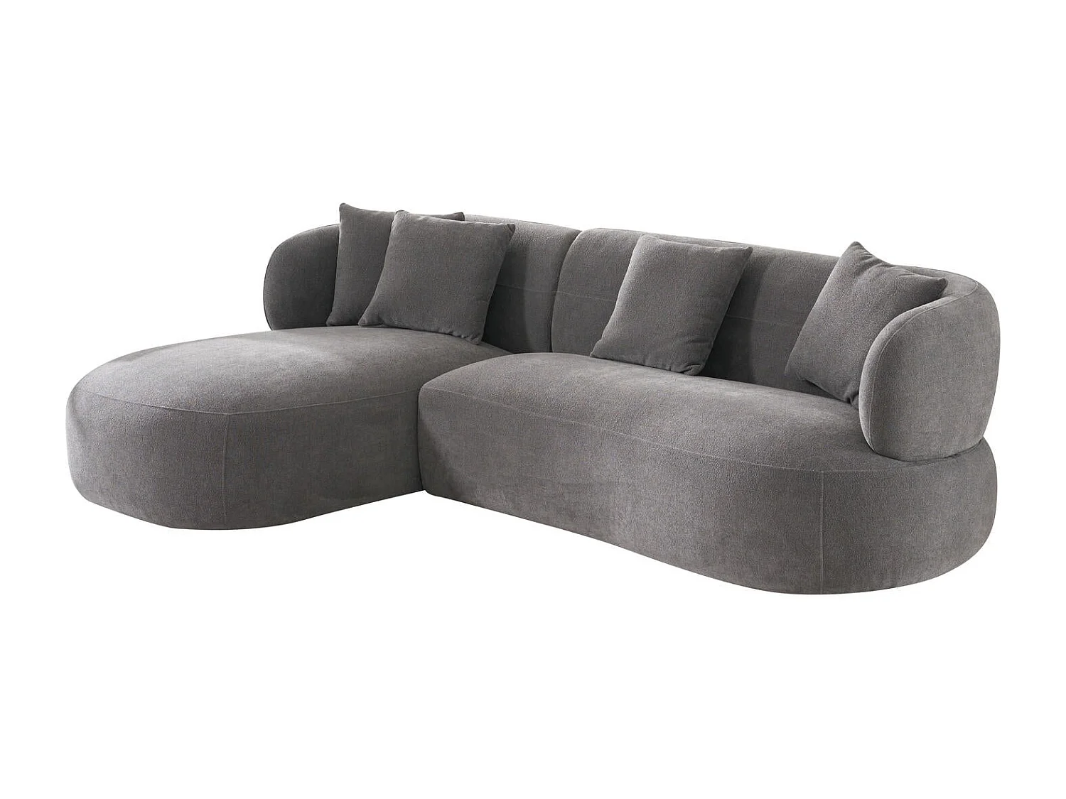 Canapé d'angle gauche New York - 3 places - Tissu - Gris