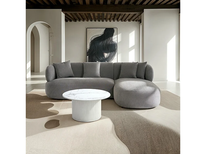 Canapé d'angle droite New York - 3 places - Tissu - Gris