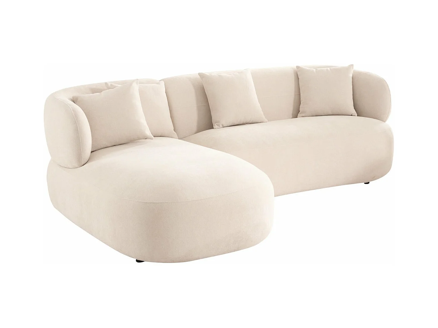 Canapé d'angle gauche New York - 3 places - Tissu - Beige