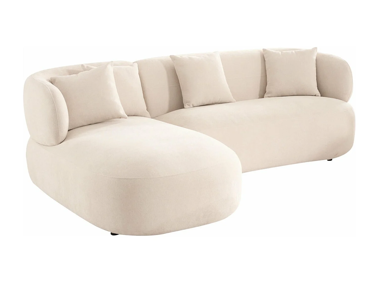 Canapé d'angle gauche New York - 3 places - Tissu - Beige