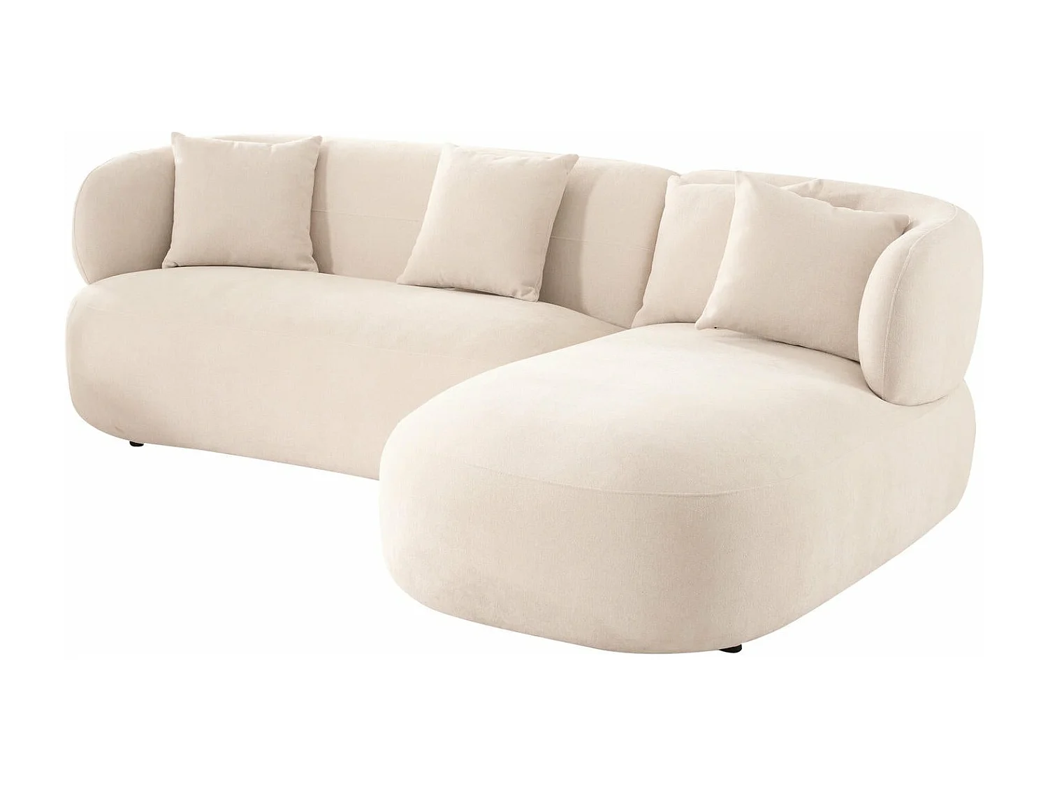 Canapé d'angle droite New York - 3 places - Tissu - Beige