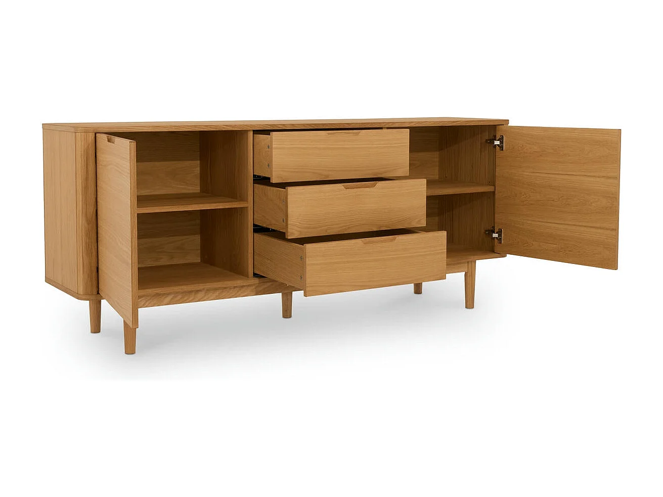 Buffet Nyborg avec 2 portes et 3 tiroirs - Chêne massif et MDF - huile naturelle