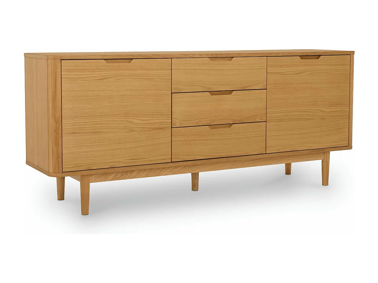 Buffet Nyborg avec 2 portes et 3 tiroirs - Chêne massif et MDF - huile naturelle