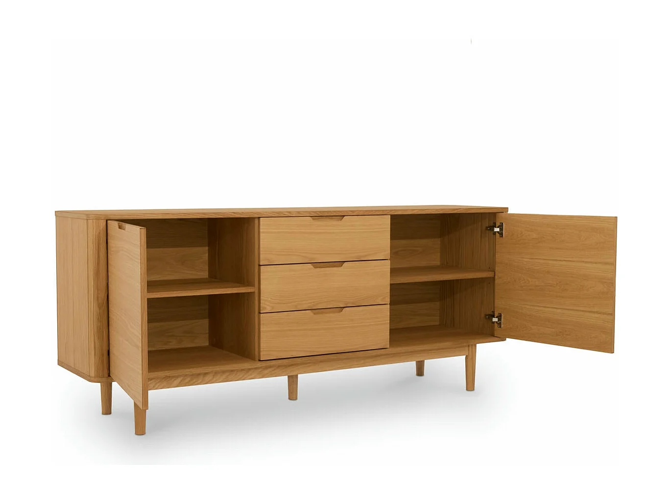 Buffet Nyborg avec 2 portes et 3 tiroirs - Chêne massif et MDF - huile naturelle