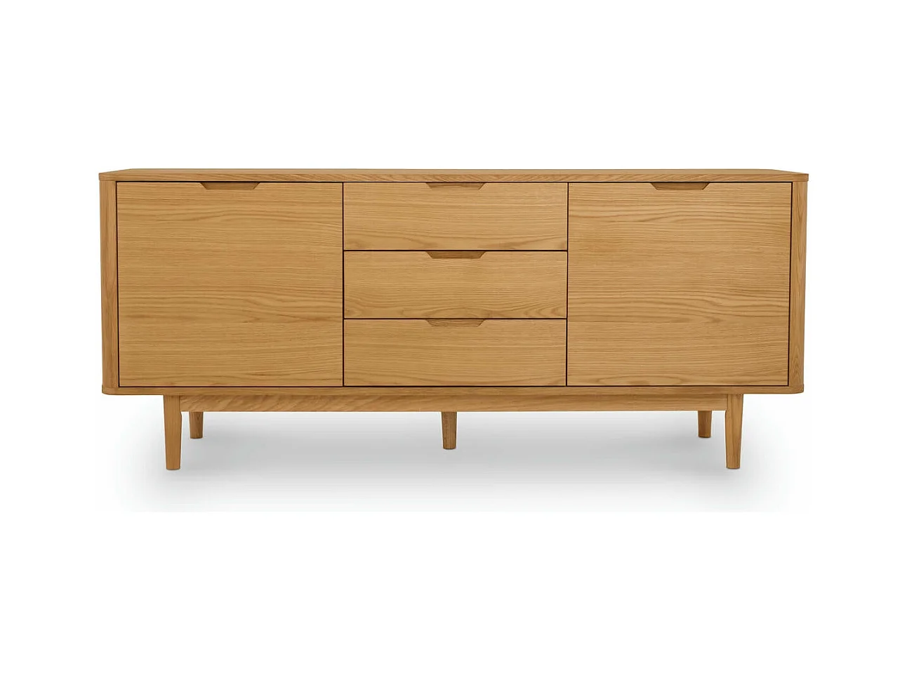 Buffet Nyborg avec 2 portes et 3 tiroirs - Chêne massif et MDF - huile naturelle