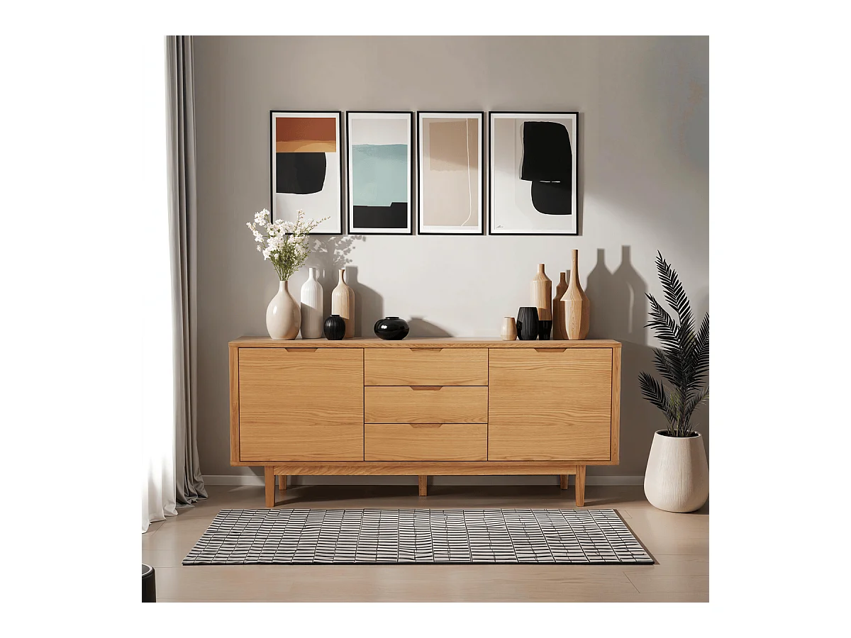 Sideboard Nyborg - 2 Türen & 3 Schubladen - Eichenholz & MDF - Naturöl