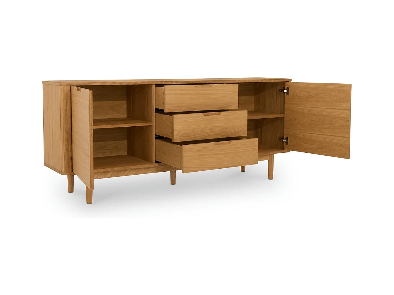 Sideboard Nyborg - 2 Türen & 3 Schubladen - Eichenholz & MDF - Naturöl