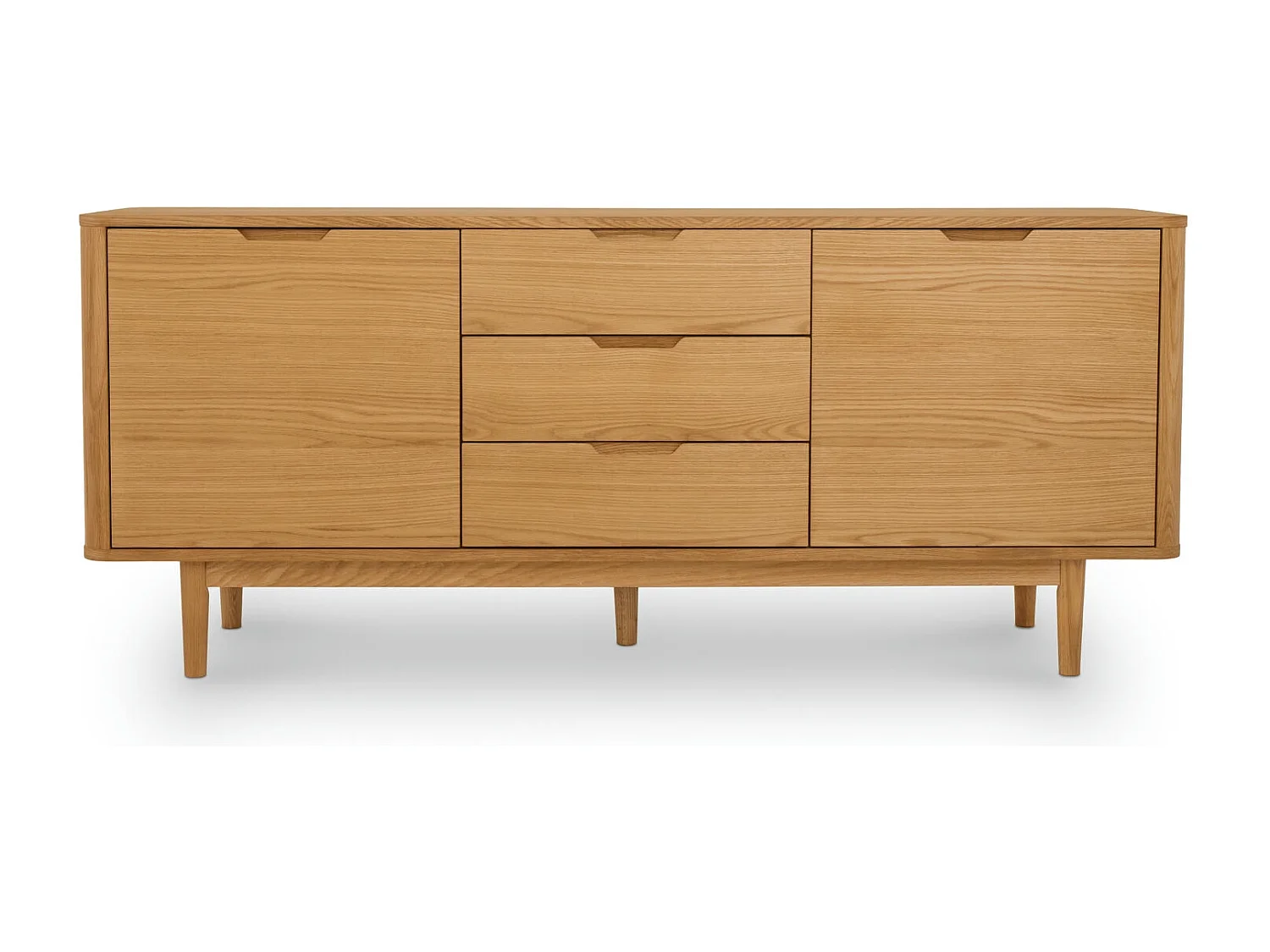 Buffet Nyborg avec 2 portes et 3 tiroirs - Chêne massif et MDF - huile naturelle