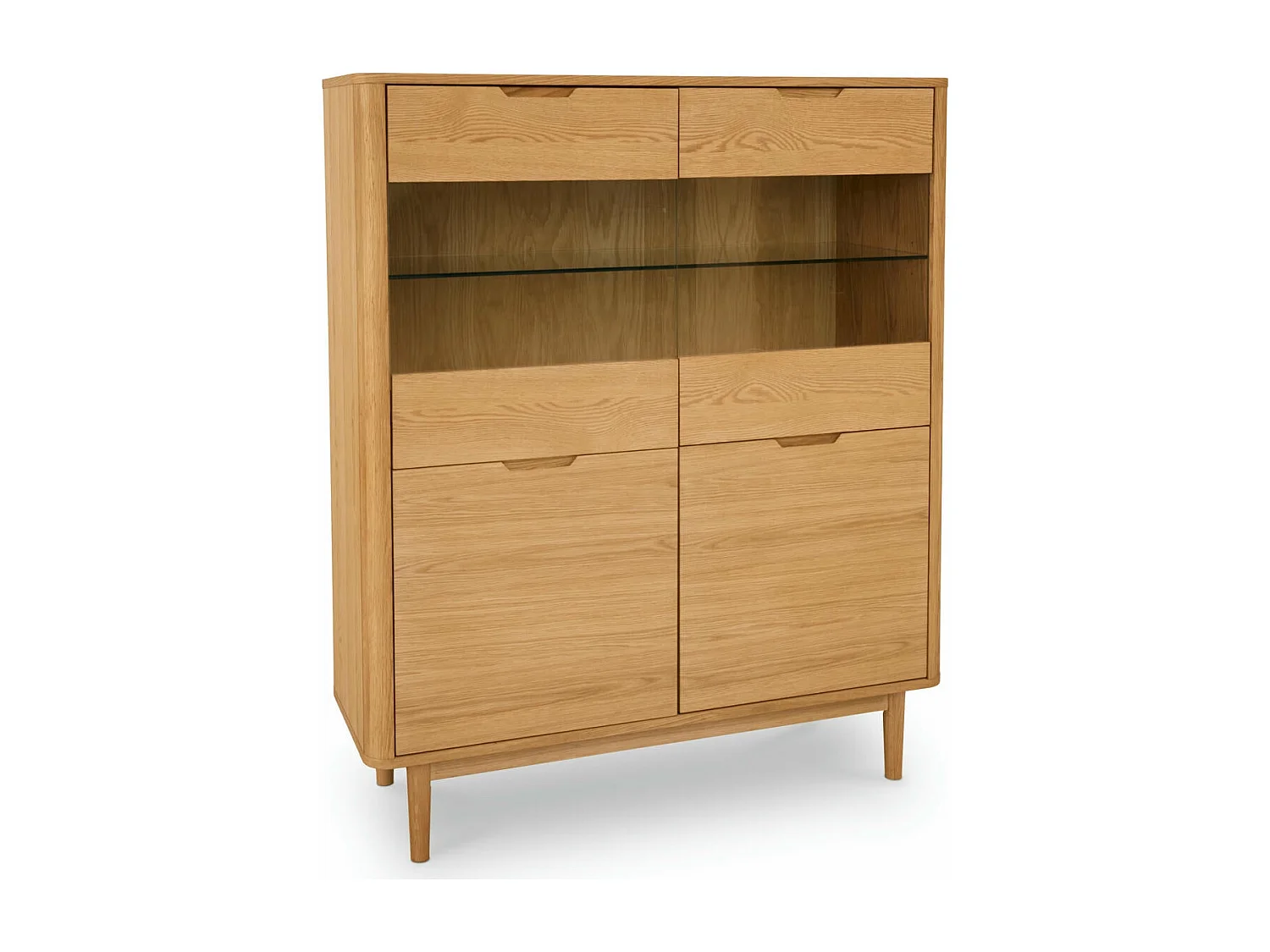 Hoge buffetkast Nyborg - 4 deuren, 3 planken - Massief eikenhout & MDF - Natuurlijk olie