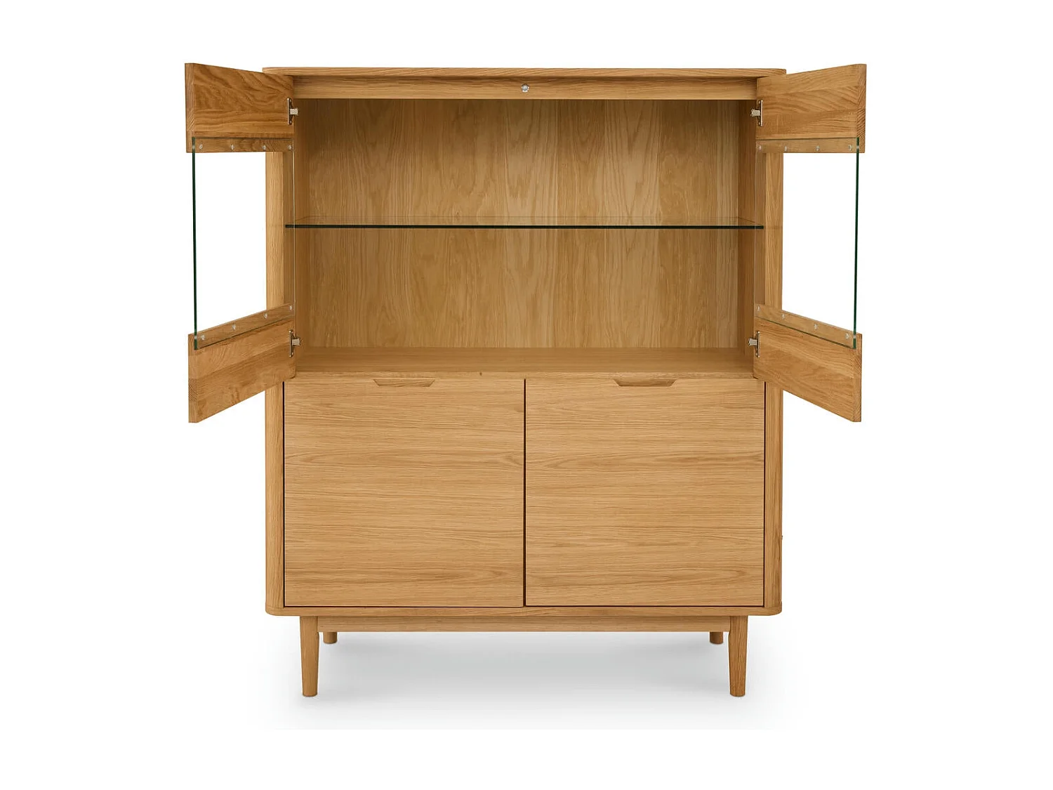 Hoge buffetkast Nyborg - 4 deuren, 3 planken - Massief eikenhout & MDF - Natuurlijk olie